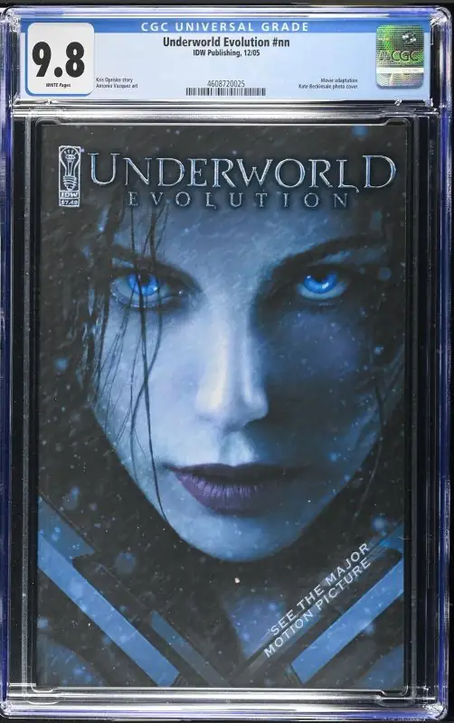 Underworld Evolution #1 (IDW Publishing, 2005), CGC 9.8 graded comic book, Universal Blue label — front cover in its holder