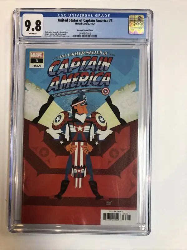 United States of Captain America #3 (Marvel Comics, 2021), CGC 9.8 graded comic book, Universal Blue label — front cover in its holder