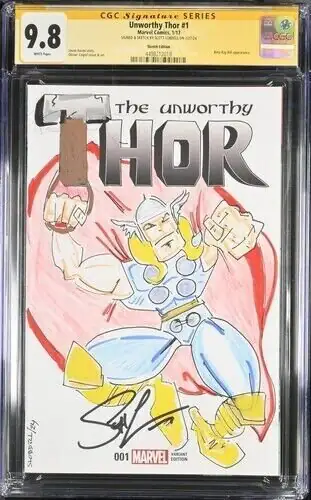 Unworthy Thor #1 (Marvel Comics, 2017), CGC 9.8 graded comic book, Signature Series label — front cover in its holder