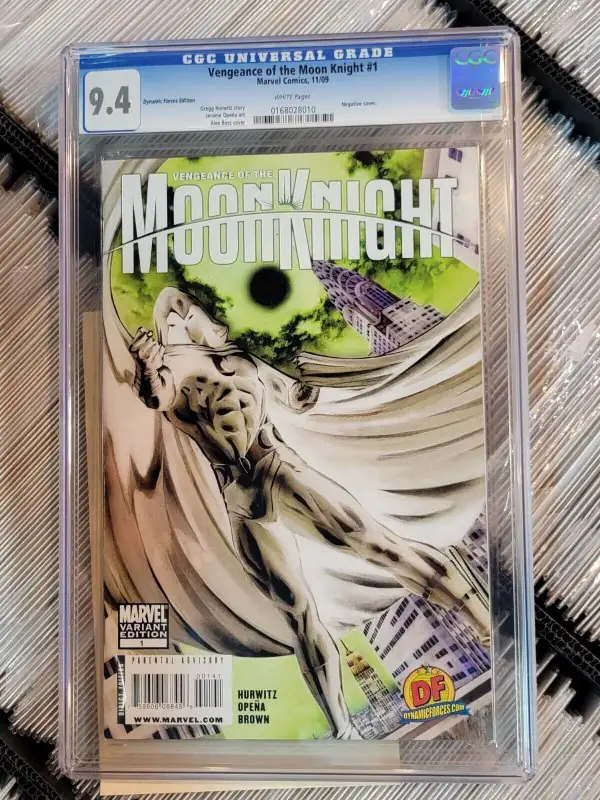 Vengeance of the Moon Knight #1 (Marvel Comics, 2009), CGC 9.4 graded comic book, Universal Blue label — front cover in its holder