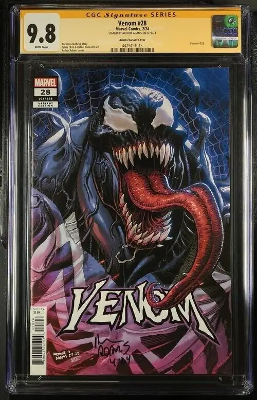 Venom #28 (Marvel Comics, 2024), CGC 9.8 graded comic book, Signature Series label — front cover in its holder