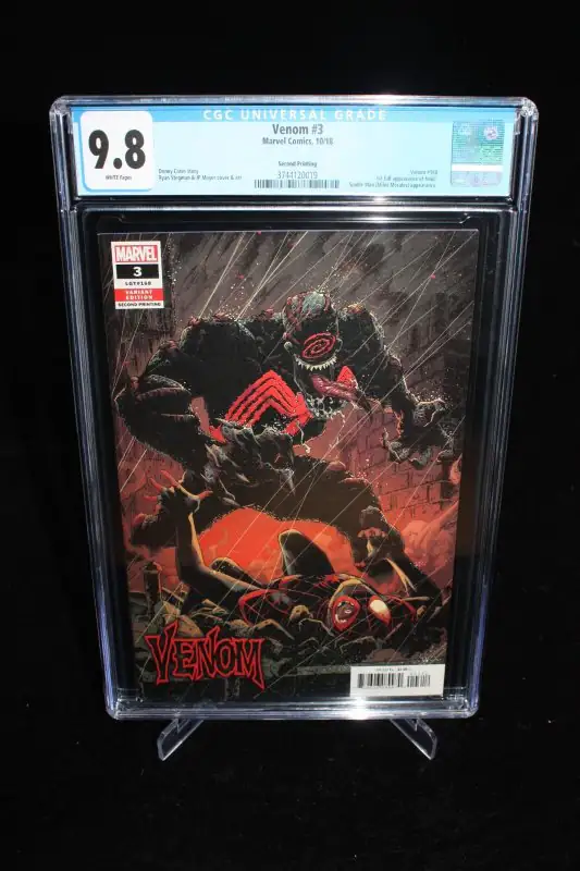 Venom #3 (Marvel Comics, 2018), CGC 9.8 graded comic book, Universal Blue label — front cover in its holder