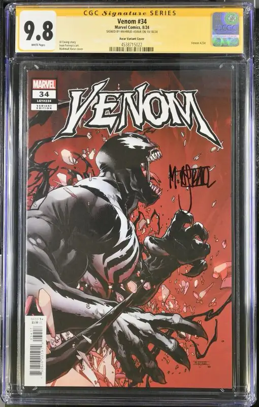 Venom #34 (Marvel Comics, 2024), CGC 9.8 graded comic book, Signature Series label — front cover in its holder