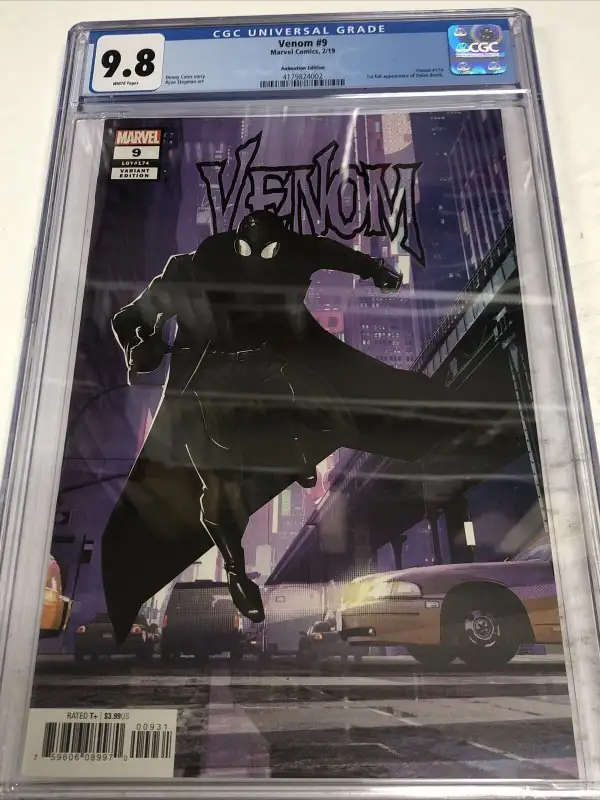 Venom #9 (Marvel Comics, 2019), CGC 9.8 graded comic book, Universal Blue label — front cover in its holder