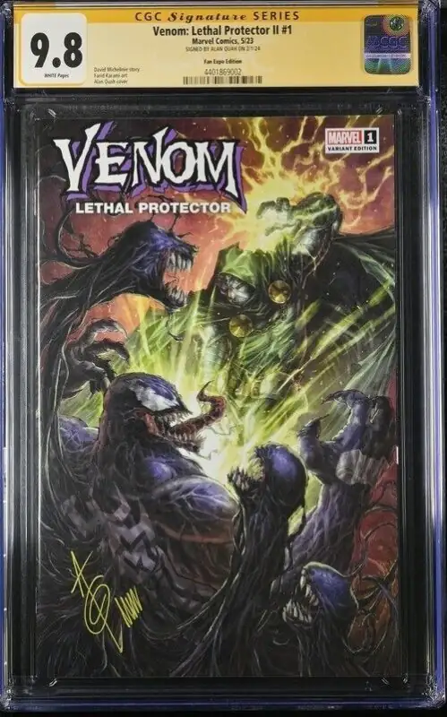 Venom: Lethal Protector #1 (Marvel Comics, 2023), CGC 9.8 graded comic book, Signature Series label — front cover in its holder