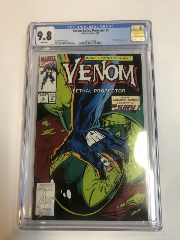 Venom: Lethal Protector #3 (Marvel Comics, 1993), CGC 9.8 graded comic book, Universal Blue label — front cover in its holder
