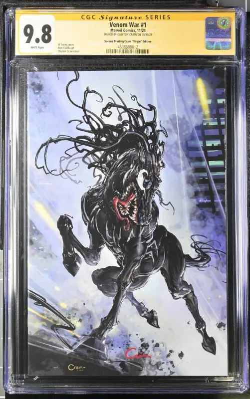 Venom War #1 (Marvel Comics, 2024), CGC 9.8 graded comic book, Signature Series label — front cover in its holder