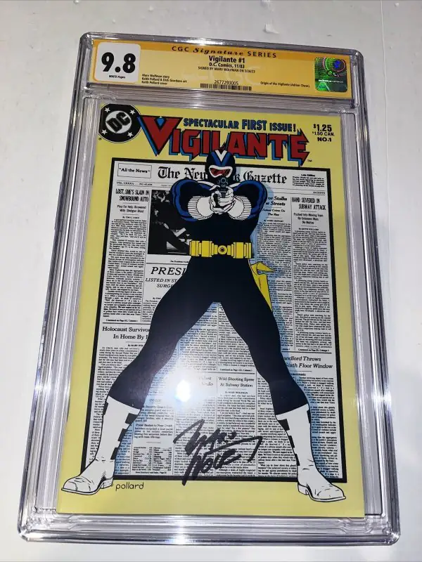 Vigilante #1 (DC Comics, 1983), CGC 9.8 graded comic book, Signature Series label — front cover in its holder