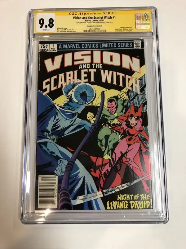 Vision & the Scarlet Witch #1 (Marvel Comics, 1982), CGC 9.8 graded comic book, Signature Series label — front cover in its holder