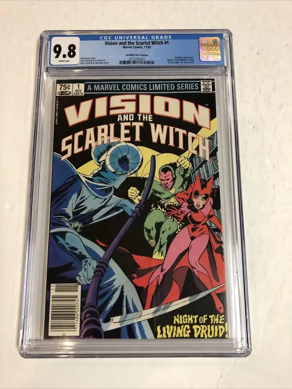 Vision & the Scarlet Witch #1 (Marvel Comics, 1982), CGC 9.8 graded comic book, Universal Blue label — front cover in its holder