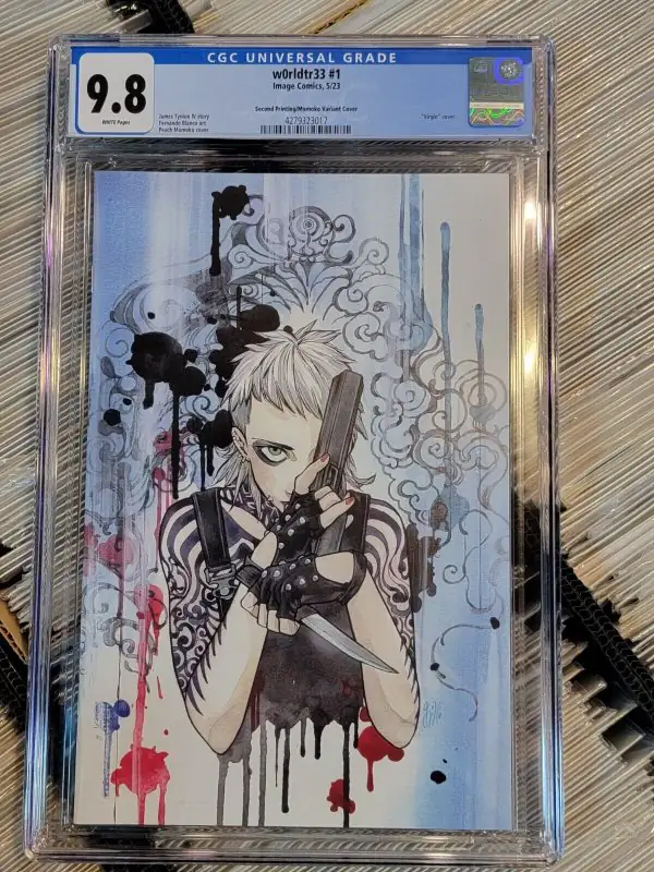 W0rldtr33 #1 (Image Comics, 2023), CGC 9.8 graded comic book, Universal Blue label — front cover in its holder