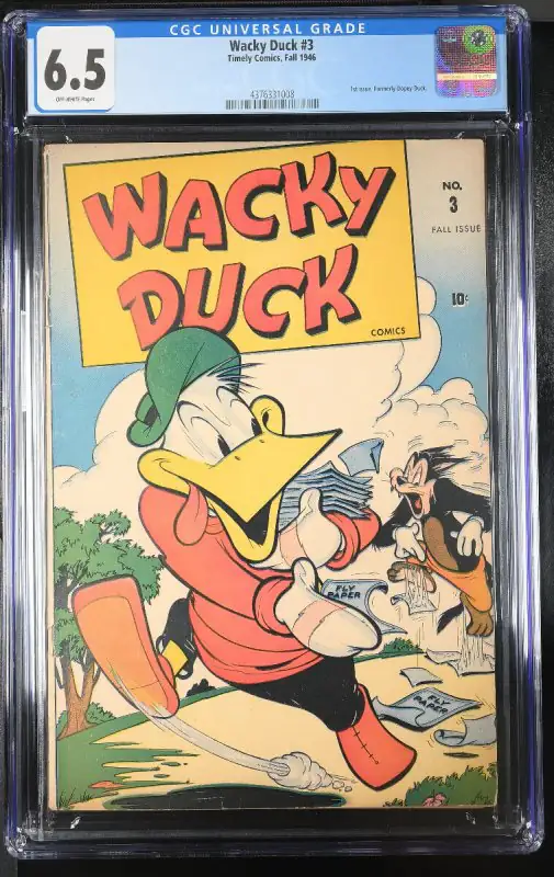 Wacky Duck #3 (Timely Comics, 1946), CGC 6.5 graded comic book, Universal Blue label — front cover in its holder