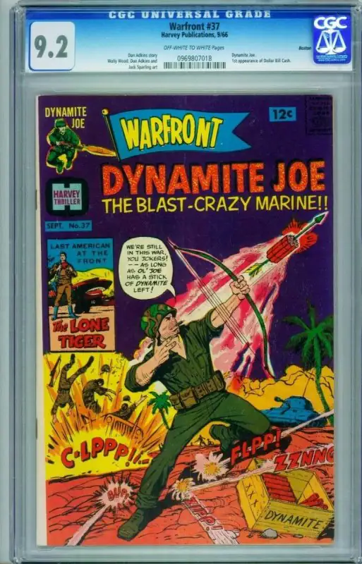 Warfront #37 (Dynamite Entertainment, 1966), CGC 9.2 graded comic book, Universal Blue label — front cover in its holder