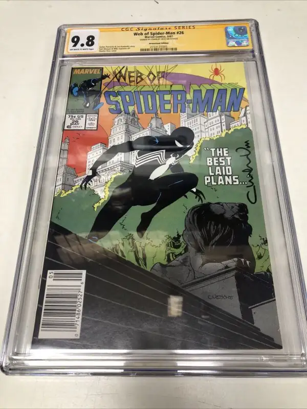 Web of Spider-Man #26 (Marvel Comics, 1987), CGC 9.8 graded comic book, Signature Series label — front cover in its holder