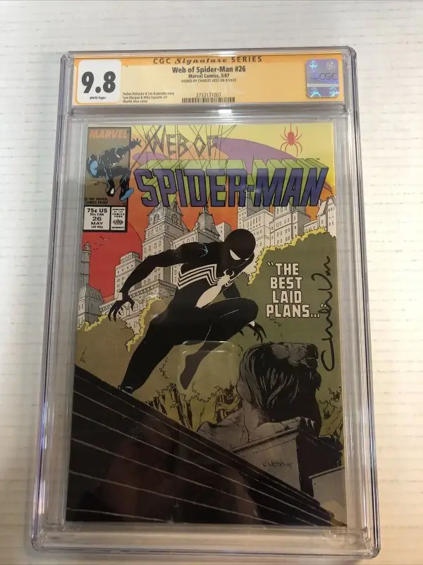 Web of Spider-Man #26 (Marvel Comics, 1987), CGC 9.8 graded comic book, Signature Series label — front cover in its holder