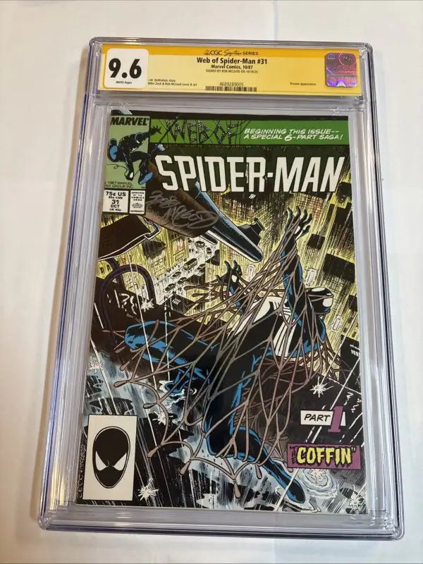 Web of Spider-Man #31 (Marvel Comics, 1987), CGC 9.6 graded comic book, Signature Series label — front cover in its holder