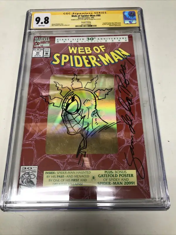 Web of Spider-Man #90 (Marvel Comics, 1992), CGC 9.8 graded comic book, Signature Series label — front cover in its holder