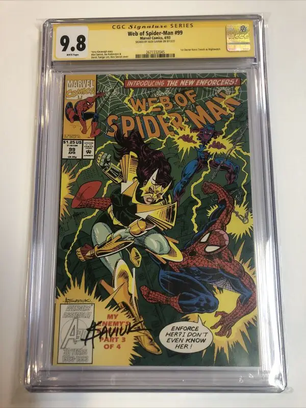 Web of Spider-Man #99 (Marvel Comics, 1993), CGC 9.8 graded comic book, Signature Series label — front cover in its holder