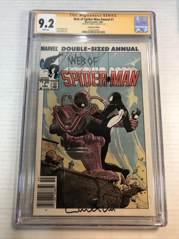 Web of Spider-Man Annual #1 (Marvel Comics, 1985), CGC 9.2 graded comic book, Signature Series label — front cover in its holder