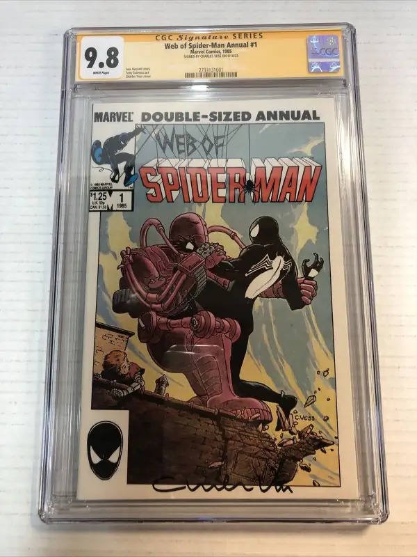 Web of Spider-Man Annual #1 (Marvel Comics, 1985), CGC 9.8 graded comic book, Signature Series label — front cover in its holder
