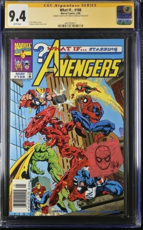 What If …? #108 (Marvel Comics, 1998), CGC 9.4 graded comic book, Signature Series label — front cover in its holder