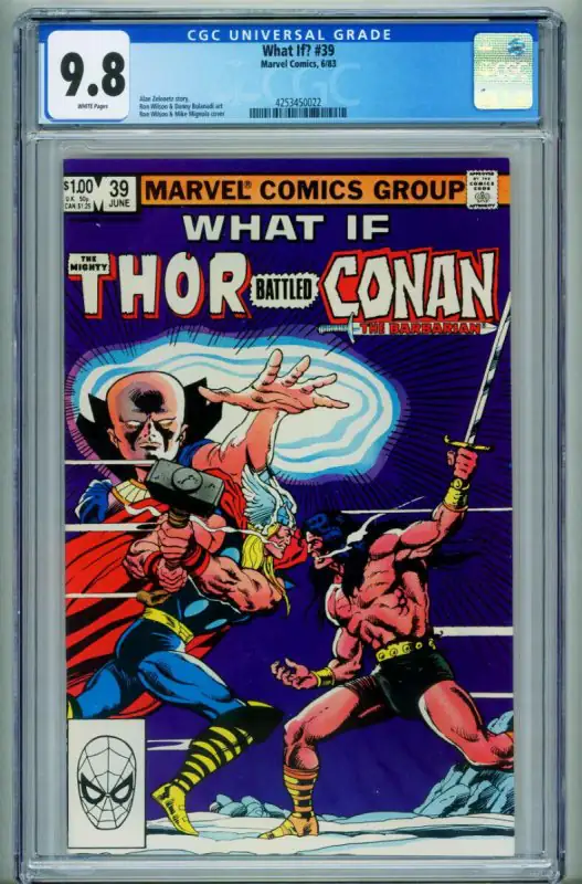 What If #39 (Marvel Comics, 1983), CGC 9.8 graded comic book, Universal Blue label — front cover in its holder