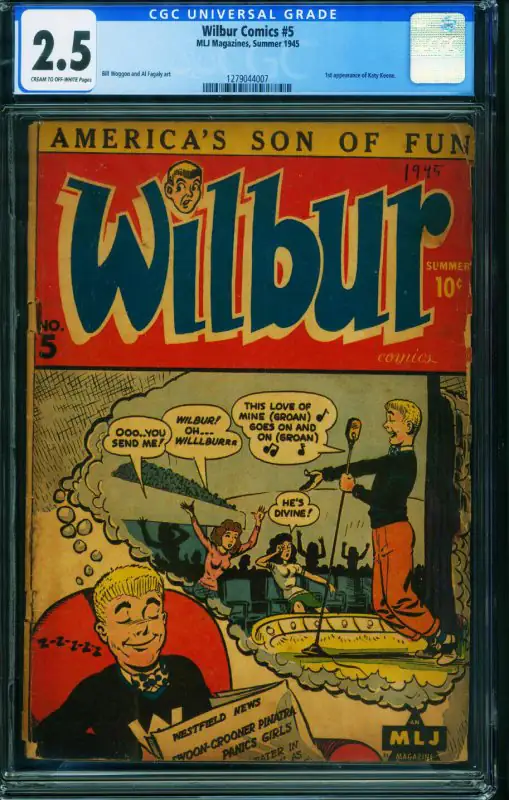Wilbur #5 (Archie Comics, 1945), CGC 2.5 graded comic book, Universal Blue label — front cover in its holder