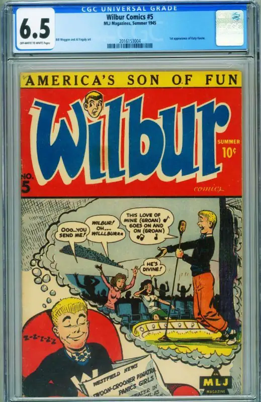 Wilbur #5 (Archie Comics, 1945), CGC 6.5 graded comic book, Universal Blue label — front cover in its holder