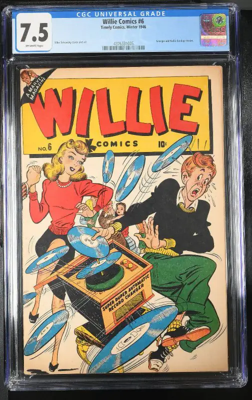 Willie #6 (Timely Comics, 1946), CGC 7.5 graded comic book, Universal Blue label — front cover in its holder