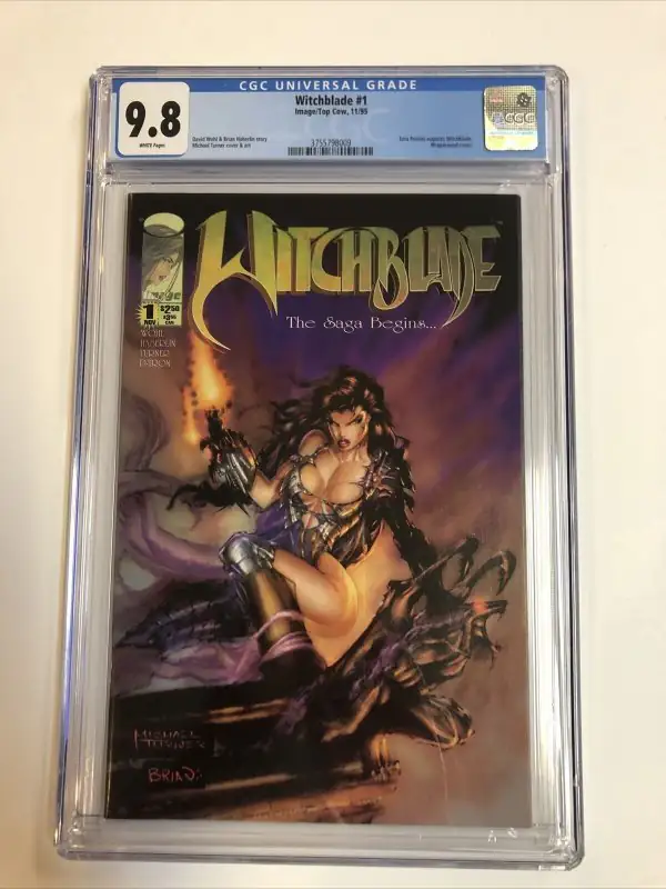 Witchblade #1 (Top Cow, 1995), CGC 9.8 graded comic book, Universal Blue label — front cover in its holder