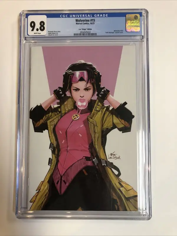 Wolverine #15 (Marvel Comics, 2021), CGC 9.8 graded comic book, Universal Blue label — front cover in its holder