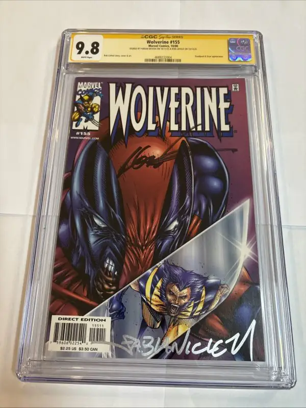 Wolverine #155 (Marvel Comics, 2000), CGC 9.8 graded comic book, Signature Series label — front cover in its holder