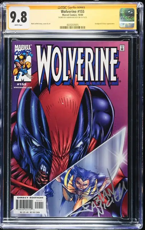 Wolverine #155 (Marvel Comics, 2000), CGC 9.8 graded comic book, Signature Series label — front cover in its holder