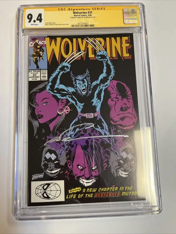 Wolverine #31 (Marvel Comics, 1990), CGC 9.4 graded comic book, Signature Series label — front cover in its holder