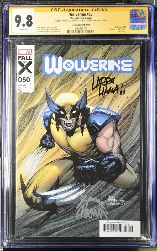 Wolverine #50 (Marvel Comics, 2024), CGC 9.8 graded comic book, Signature Series label — front cover in its holder