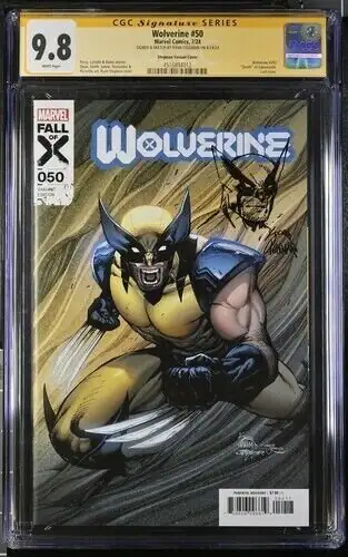 Wolverine #50 (Marvel Comics, 2024), CGC 9.8 graded comic book, Signature Series label — front cover in its holder