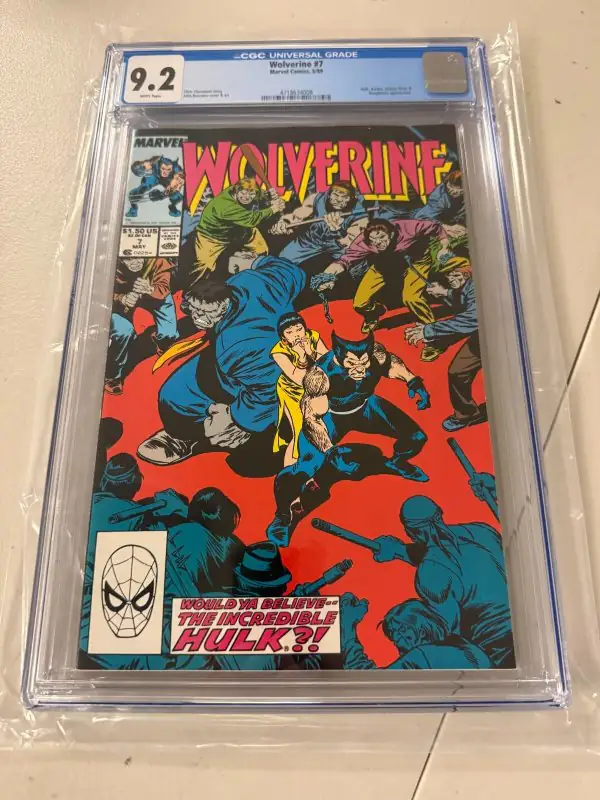 Wolverine #7 (Marvel Comics, 1989), CGC 9.2 graded comic book, Universal Blue label — front cover in its holder