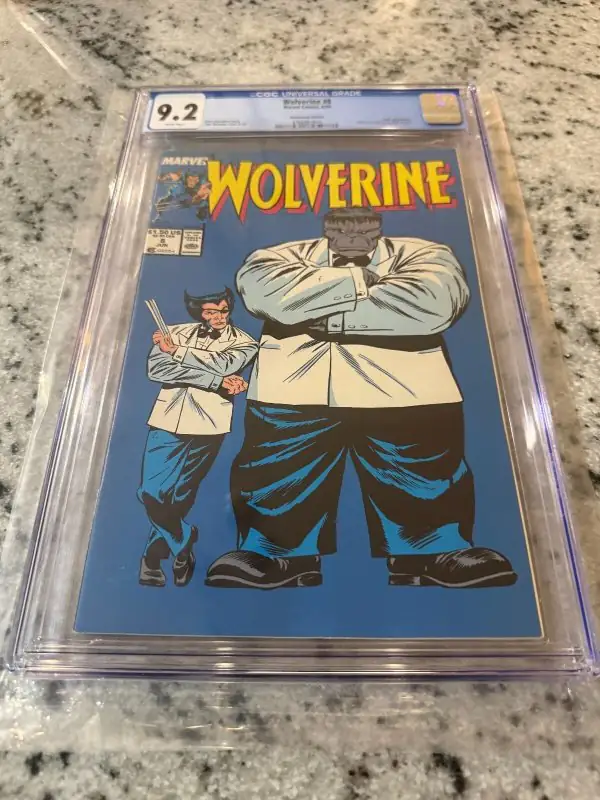 Wolverine #8 (Marvel Comics, 1989), CGC 9.2 graded comic book, Universal Blue label — front cover in its holder