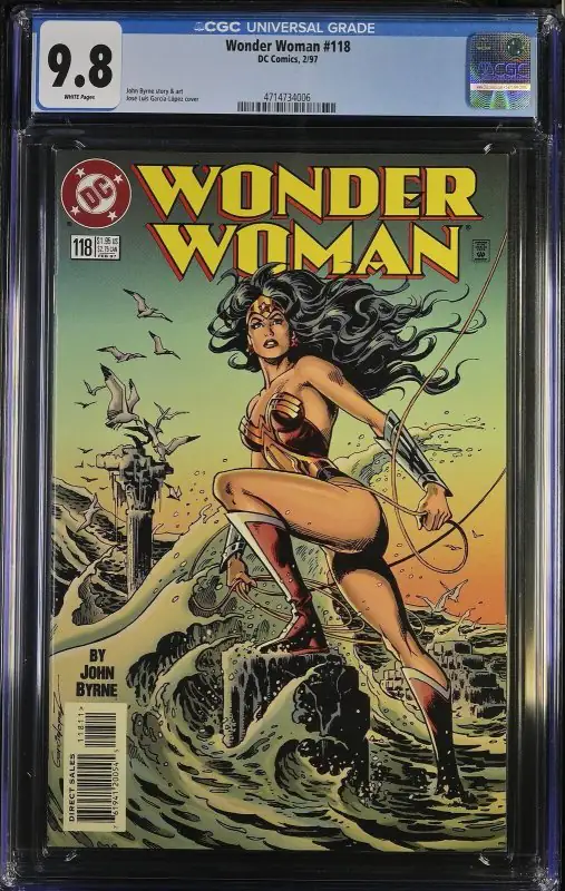 Wonder Woman #118 (DC Comics, 1997), CGC 9.8 graded comic book, Universal Blue label — front cover in its holder