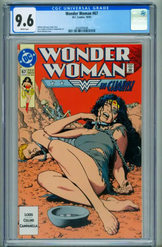 Wonder Woman #67 (DC Comics, 1992), CGC 9.6 graded comic book, Universal Blue label — front cover in its holder