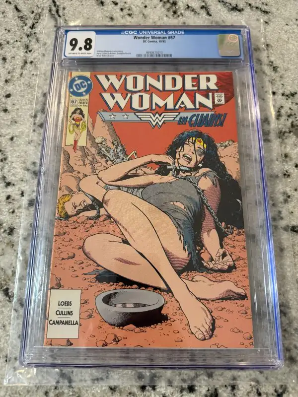Wonder Woman #67 (DC Comics, 1992), CGC 9.8 graded comic book, Universal Blue label — front cover in its holder