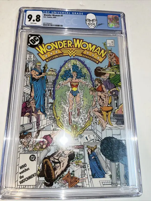 Wonder Woman #7 (DC Comics, 1987), CGC 9.8 graded comic book, Universal Blue label — front cover in its holder
