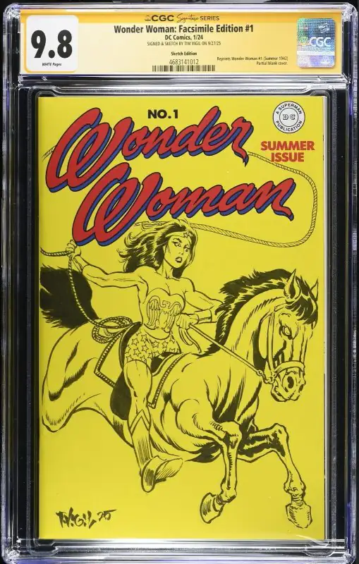 Wonder Woman Facsimile Edition #1 (DC Comics, 2024), CGC 9.8 graded comic book, Signature Series label — front cover in its holder