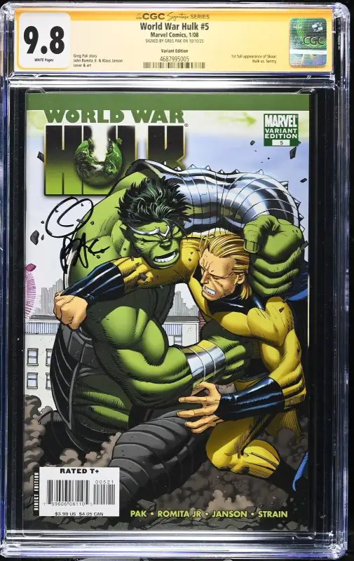 World War Hulk #5 (Marvel Comics, 2008), CGC 9.8 graded comic book, Signature Series label — front cover in its holder