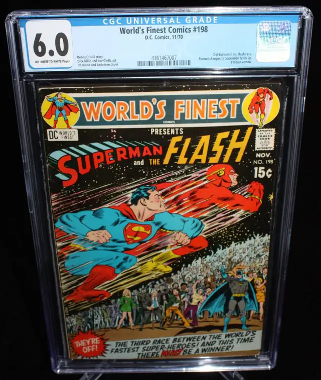 World's Finest Comics #198 (DC Comics, 1970), CGC 6.0 graded comic book, Universal Blue label — front cover in its holder