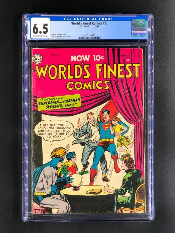 World's Finest Comics #73 (DC Comics, 1954), CGC 6.5 graded comic book, Universal Blue label — front cover in its holder