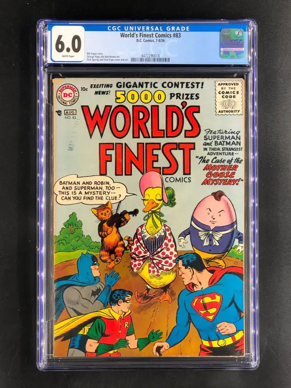 World's Finest Comics #83 (DC Comics, 1956), CGC 6.0 graded comic book, Universal Blue label — front cover in its holder