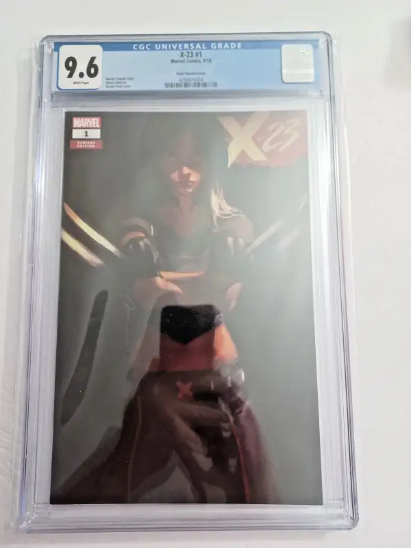 X-23 #1 (Marvel Comics, 2018), CGC 9.6 graded comic book, Universal Blue label — front cover in its holder