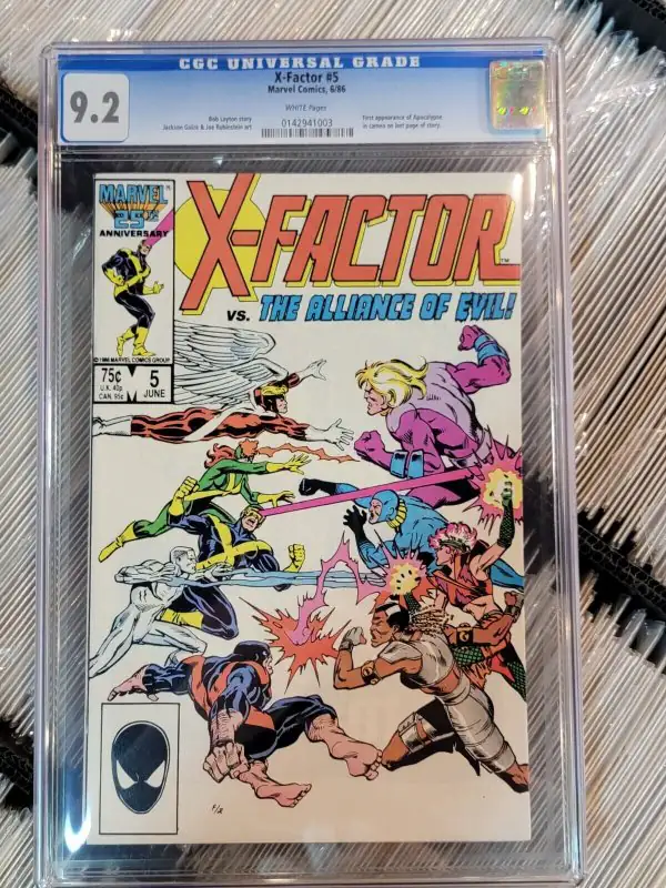 X-Factor #5 (Marvel Comics, 1986), CGC 9.2 graded comic book, Universal Blue label — front cover in its holder