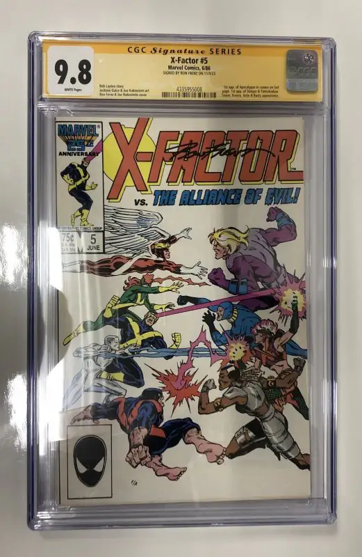 X-Factor #5 (Marvel Comics, 1986), CGC 9.8 graded comic book, Signature Series label — front cover in its holder